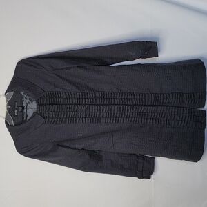 Hale Bob polka dot blue long ruffle pea coat style blue jacket sz Small